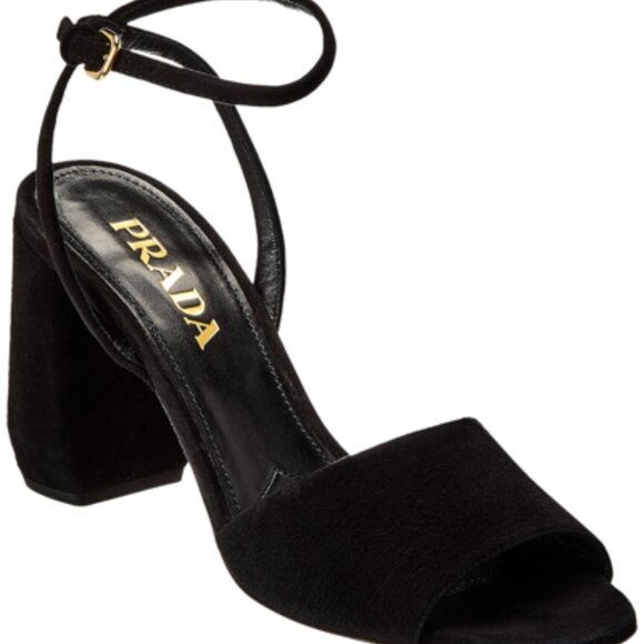 Prada Suede Black Sandals - Picture 1 of 8